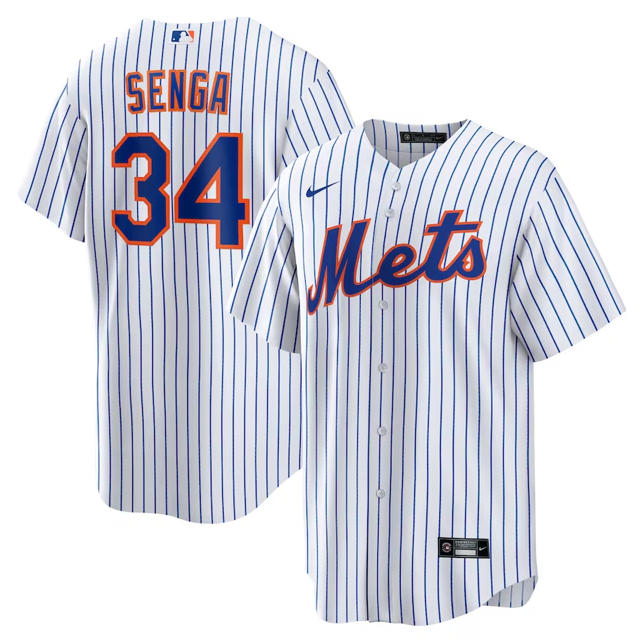 Men's New York Mets Kodai Senga #34 White/Royal Home Replica Player Jersey