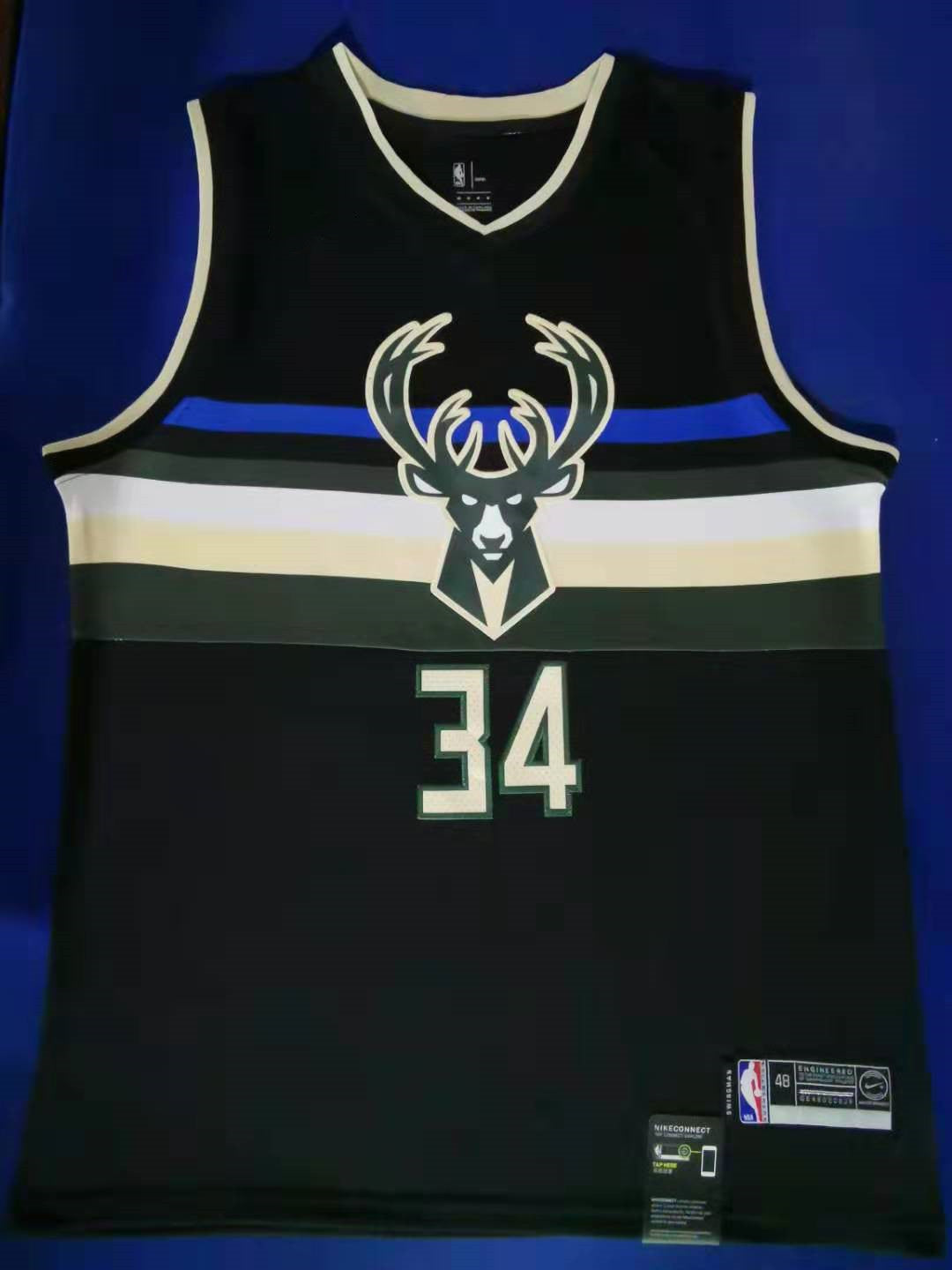 Men's Milwaukee Bucks Giannis Antetokounmpo #34 Black Replica Player Jersey