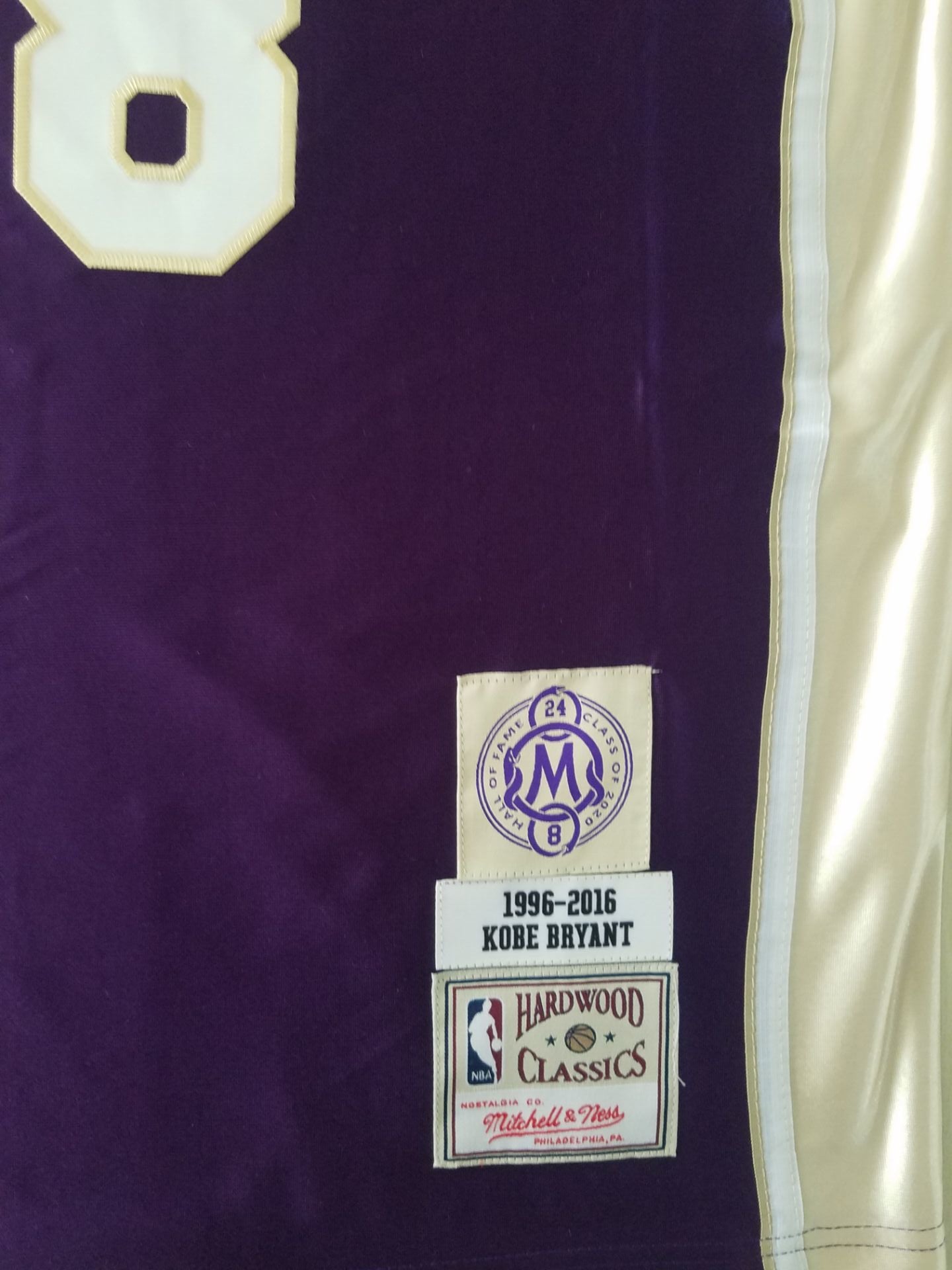 Men's Los Angeles Lakers Kobe Bryant Purple Hall of Fame Hardwood Classics Jersey