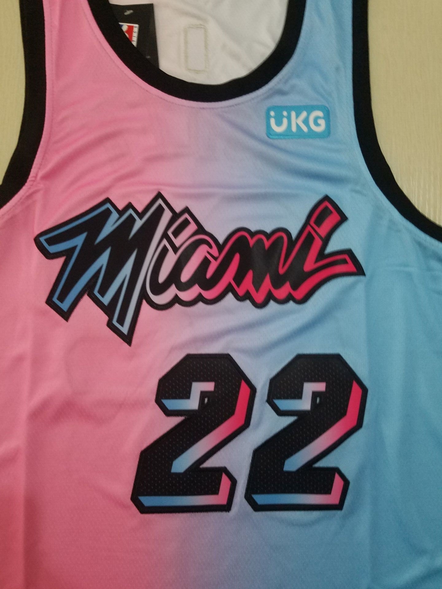 Men's Miami Heat Jimmy Butler #22 NBA Pink Blue Swingman Jersey - City Edition