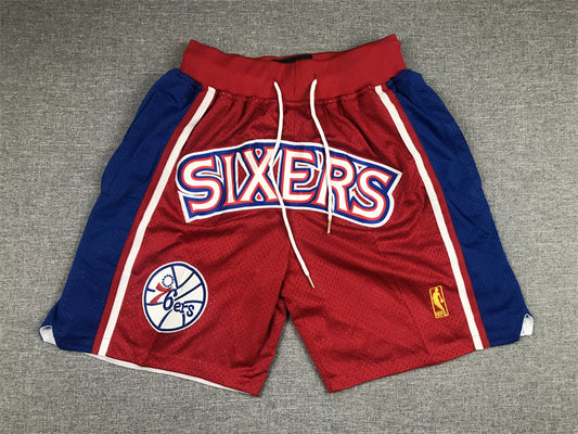 Men's Philadelphia 76ers Red Hardwood Classics Authentic Basketball Shorts