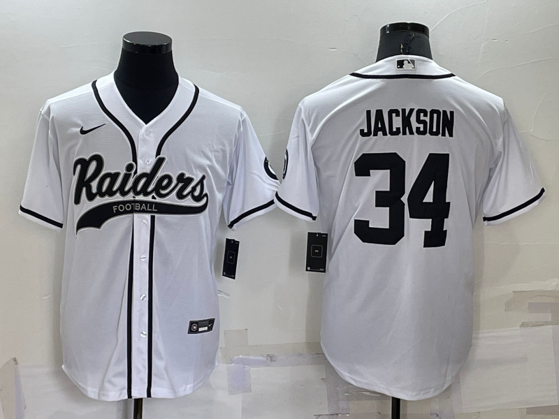 Men's Las Vegas Raiders Bo Jackson #34 White Game Jersey Joint Edition