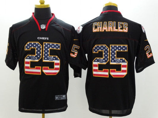 Men's Kansas City Chiefs Jamaal Charles #25 Black Game Jersey