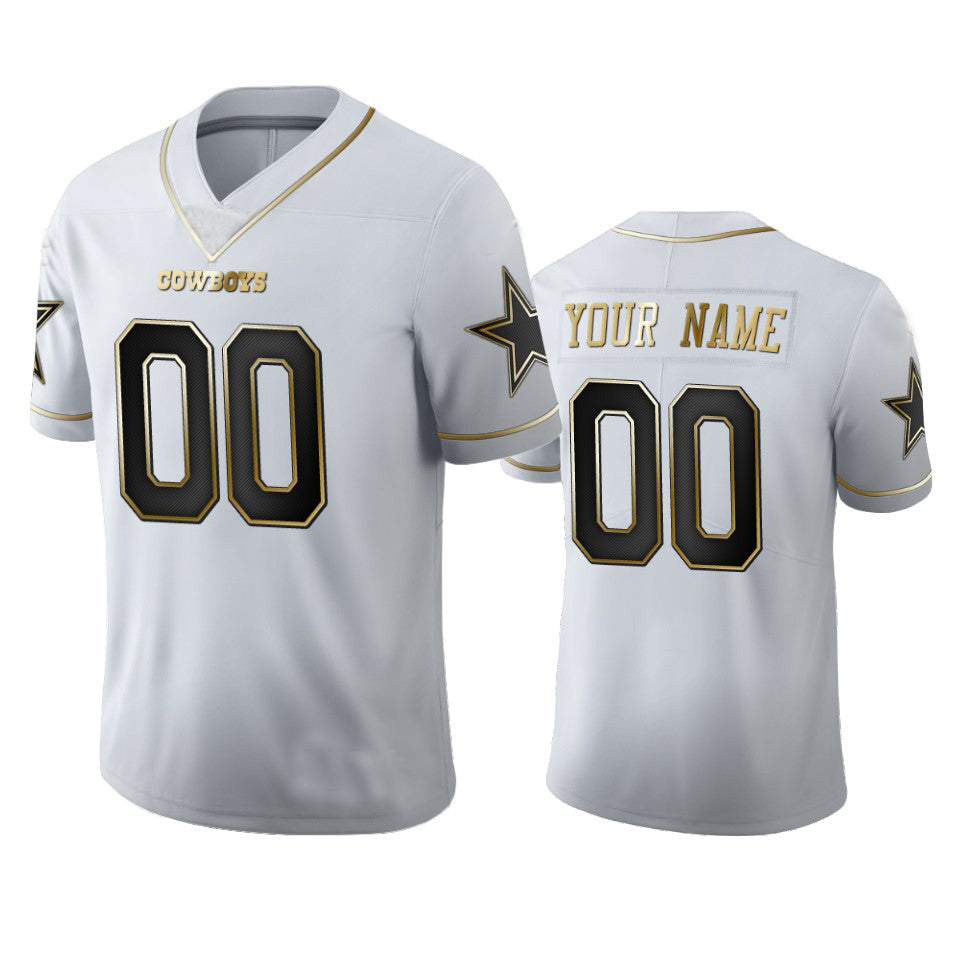 Custom Dallas Cowboys White Golden Edition Vapor Limited Football Jerseys