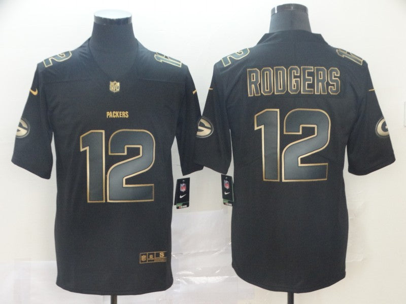 Men's Green Bay Packers #12 Aaron Rodgers Black Authentic Game Jersey