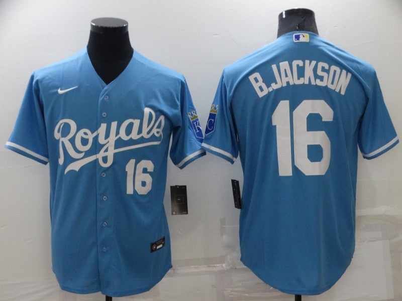 Men's Kansas City Royals #16 Bo Jackson Blue Replica Baseball Jersey