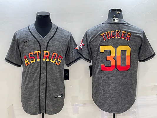 Men's Houston Astros Kyle Tucker #30 Gray Replica Team Jersey