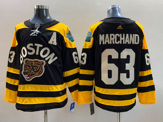 Men's Boston Bruins Brad Marchand #63 Black Replica Jersey