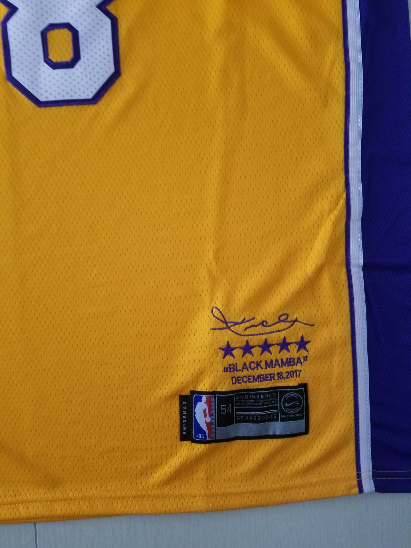 Men's Los Angeles Lakers Kobe Bryant Yellow #8 Swingman Player Jersey