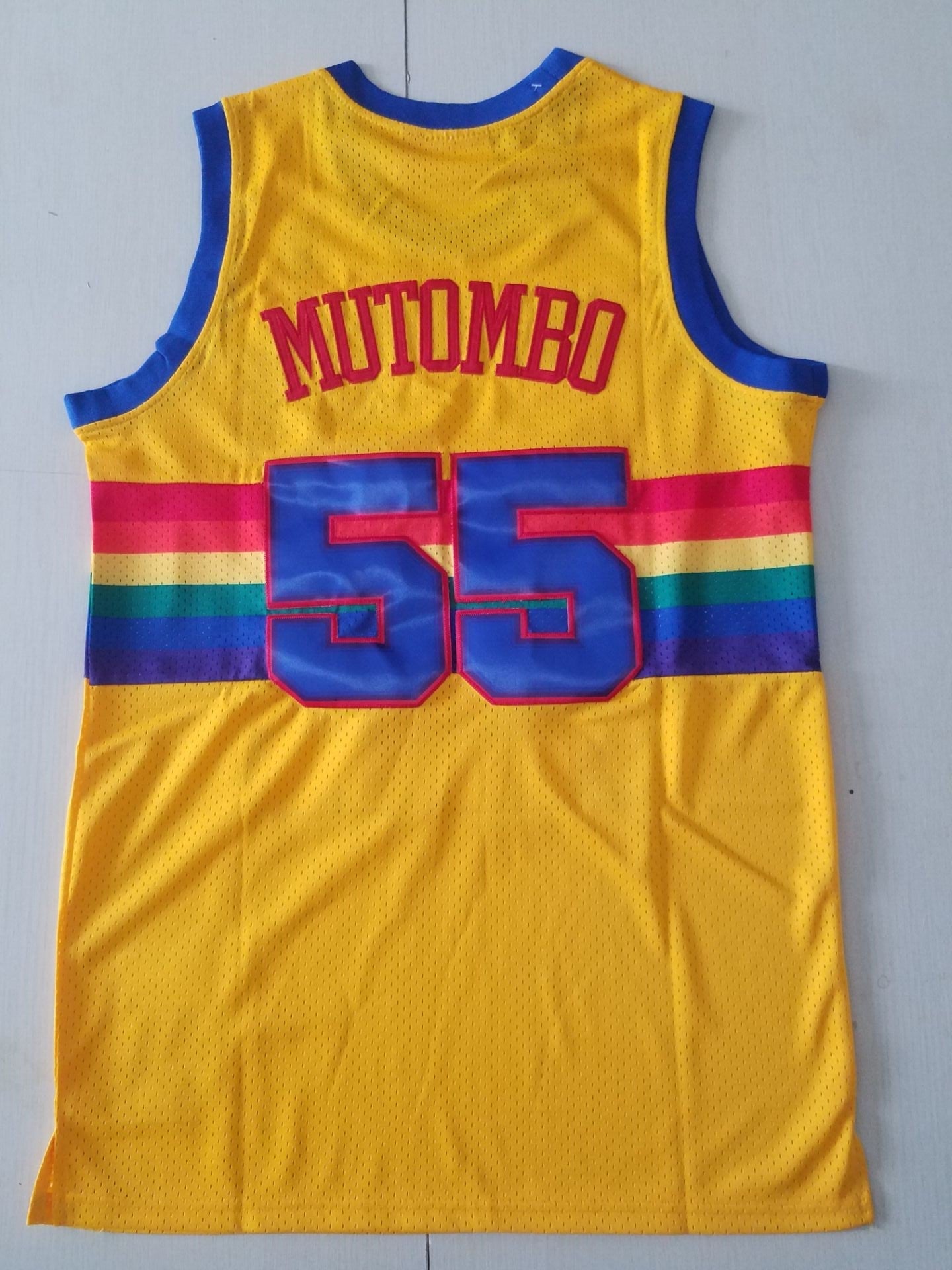 Men's Denver Nuggets Dikembe Mutombo 1991-92 Yellow Hardwood Classics Swingman Jersey