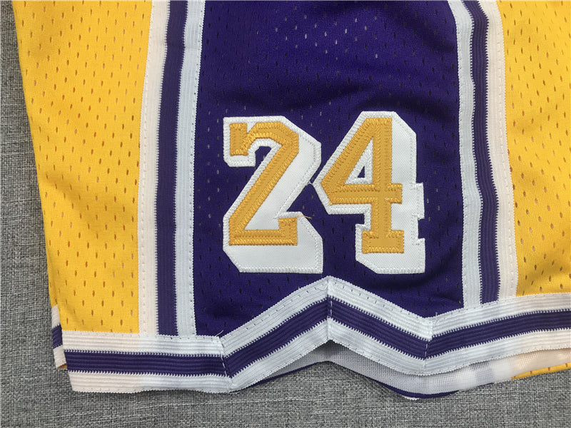 Men's Los Angeles Lakers #8/24 Yellow Basketball Shorts