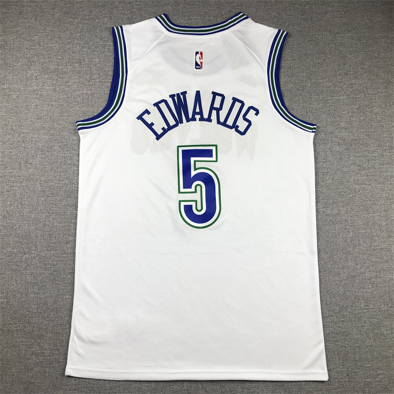 Men's Minnesota Timberwolves Anthony Edwards #5 White Swingman Jersey