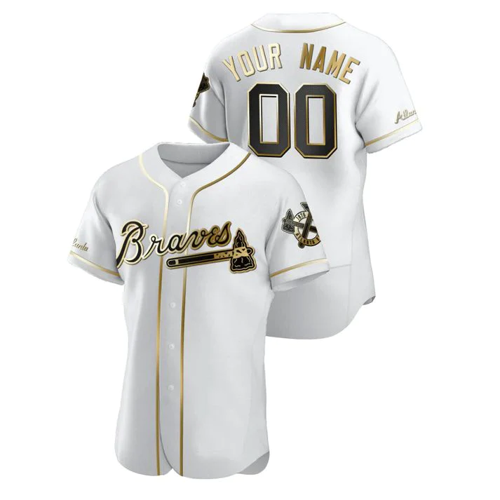 Men's Atlanta Braves White Replica Custom Jersey