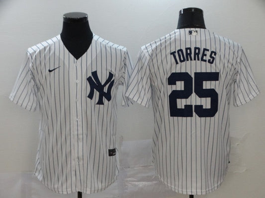 Men's New York Yankees Gleyber Torres #25 White Replica Baseball Jersey