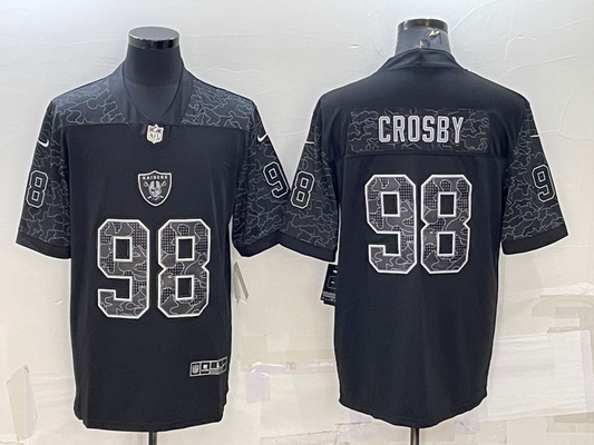 Men's Las Vegas Raiders Maxx Crosby #98 Black RFLCTV Limited Jersey