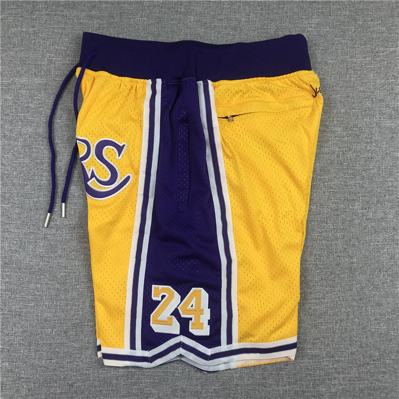 Men's Los Angeles Lakers #8/24 Yellow Basketball Shorts