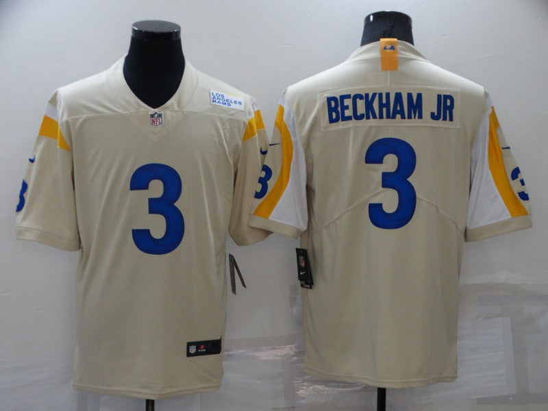 Men's Los Angeles Rams Odell Beckham Jr. #3 Beige Game Jersey