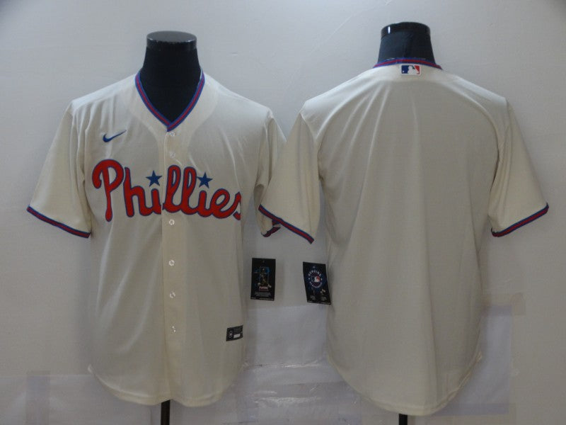 Men's Philadelphia Phillies Beige Replica Blank Jersey