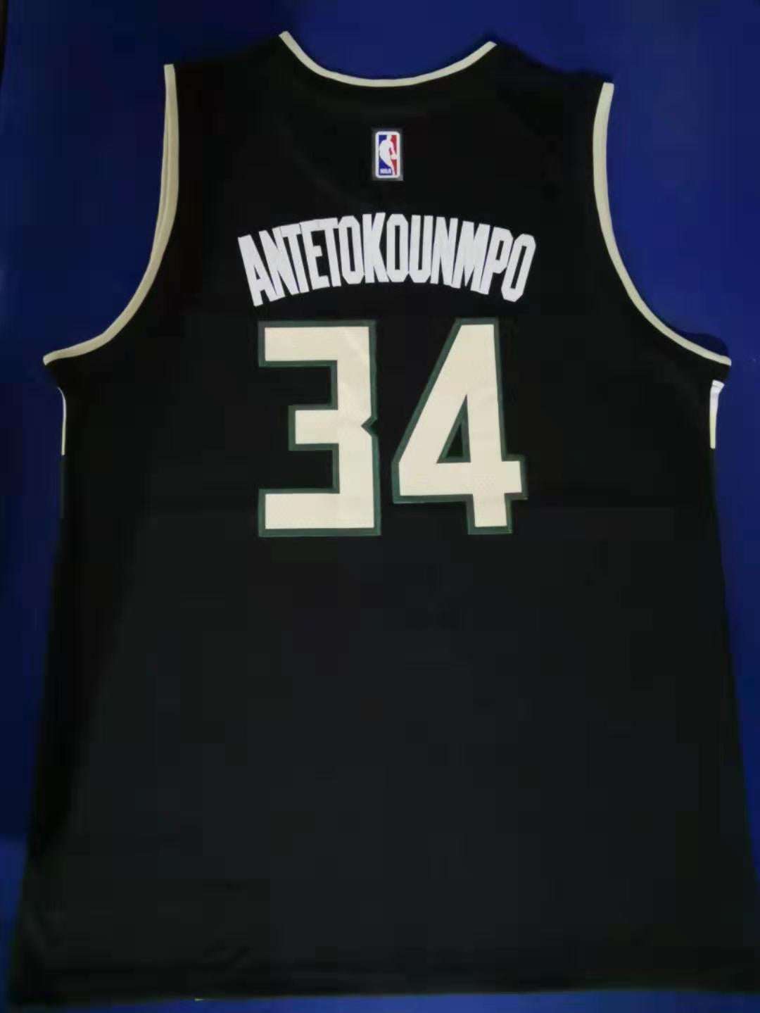 Men's Milwaukee Bucks Giannis Antetokounmpo #34 Black Replica Player Jersey