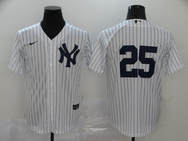 Men's New York Yankees Jason Giambi #25 White Replica Player Name Jersey