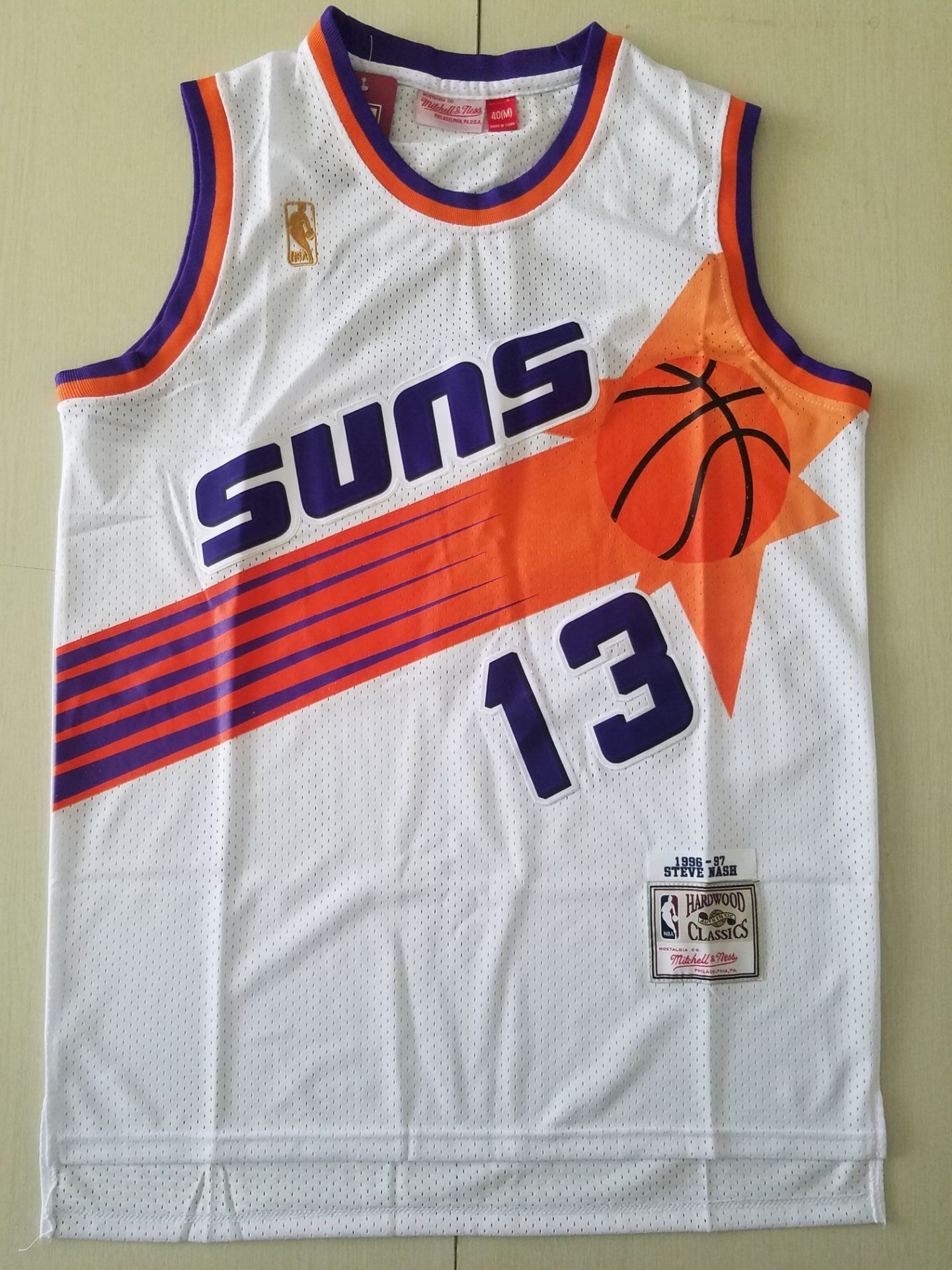 Men's Phoenix Suns Steve Nash #13 White 1996-97 Throwback Stitched Jersey