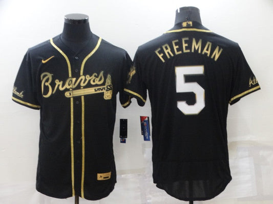 Men's Atlanta Braves Freedie Freeman #5 Black Replica Jersey