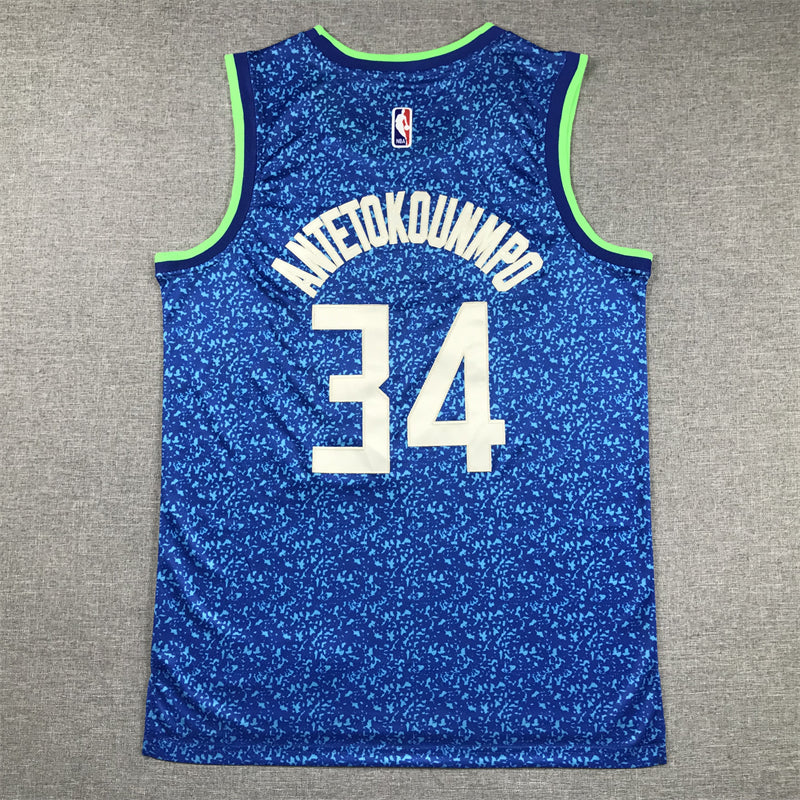 Men's Milwaukee Bucks Giannis Antetokounmpo #34 Blue 2023/24 Swingman Jersey - City Edition