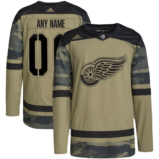 Men's Detroit Red Wings Camo Military Appreciation Team Authentic Custom Practice Jersey