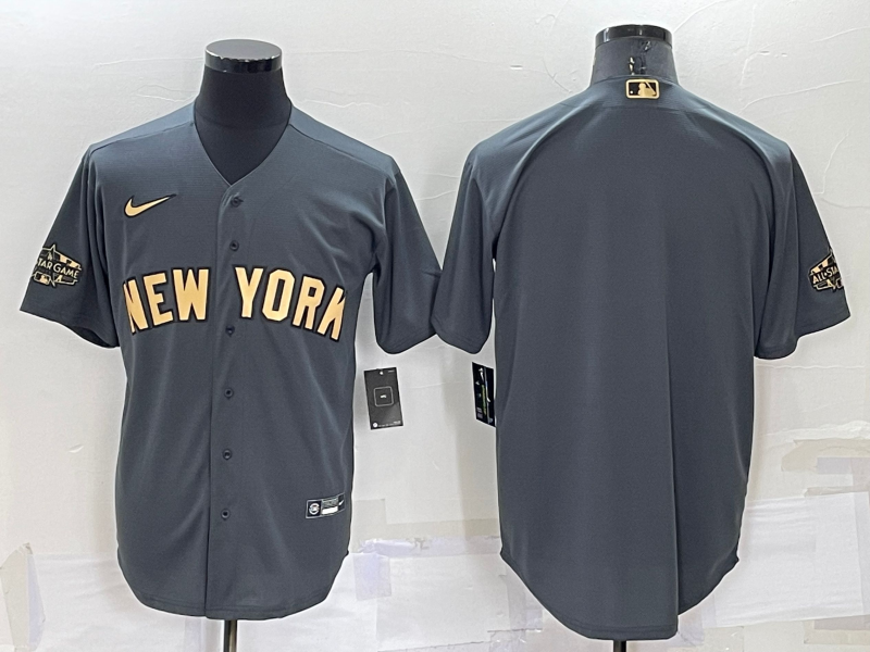 Men's New York Yankees Dark Gray Replica Blank Jersey