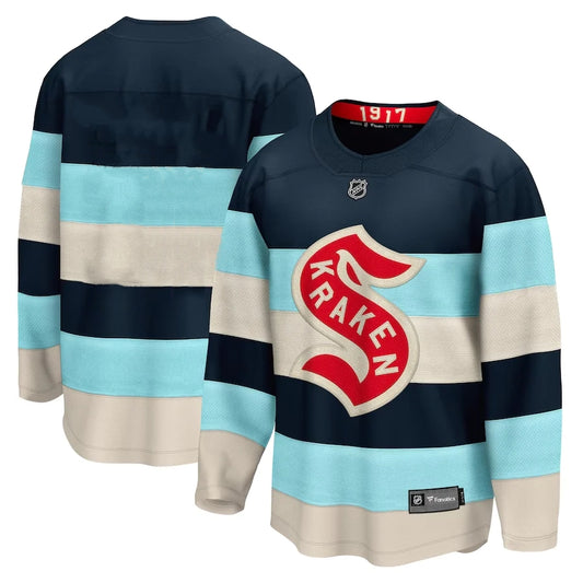 Men's Seattle Kraken Deep Sea Blue 2024 NHL Winter Classic Breakaway Player Blank Jersey