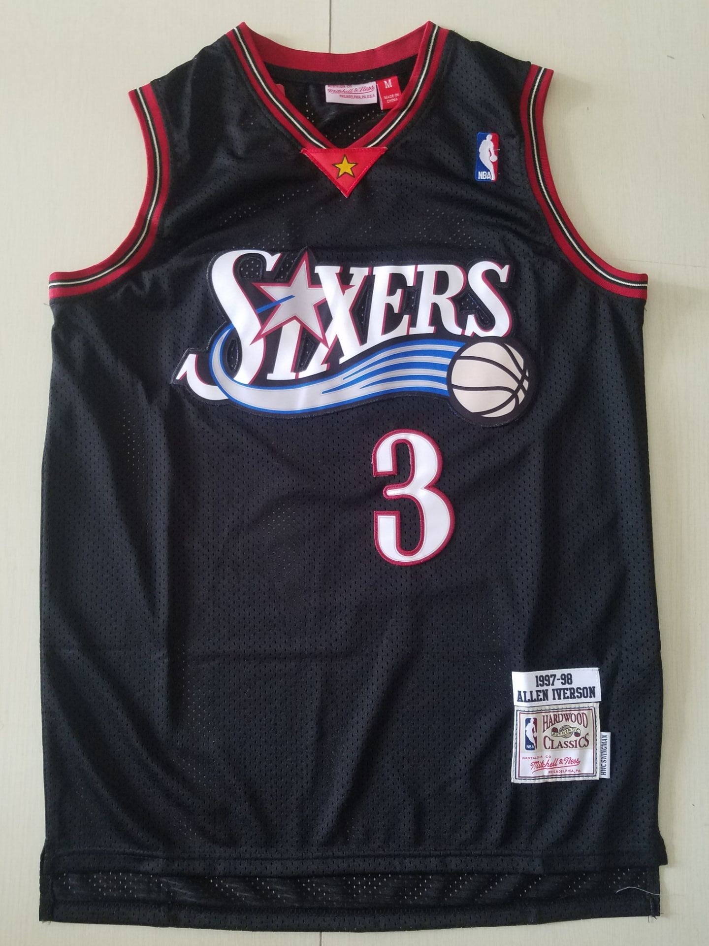 Allen Iverson #3 Philadelphia 76ers Black Throwback Swingman Jersey Full Size