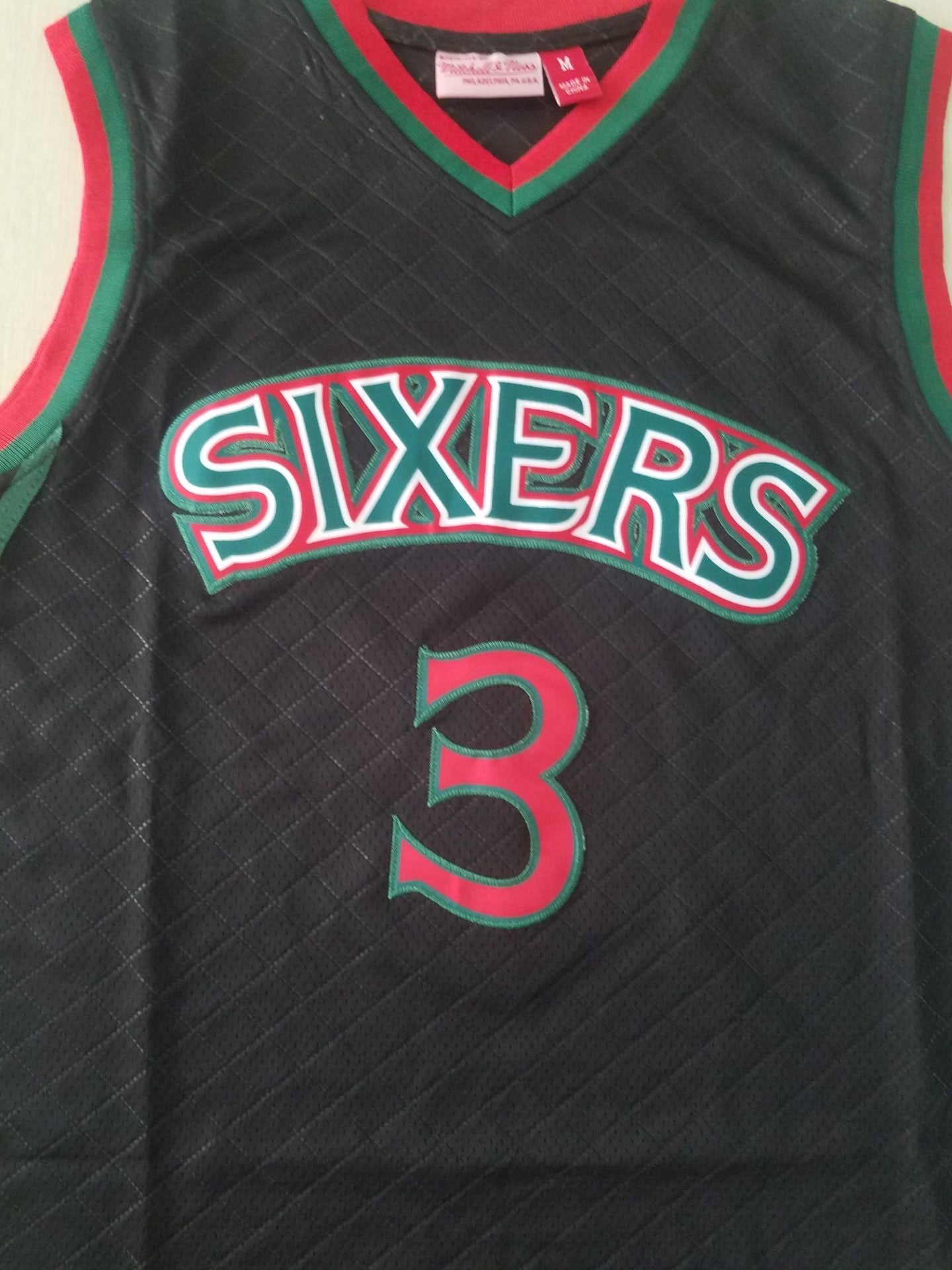 Men's Philadelphia 76ers Allen Iverson Black 1996-97 Hardwood Classics Jersey