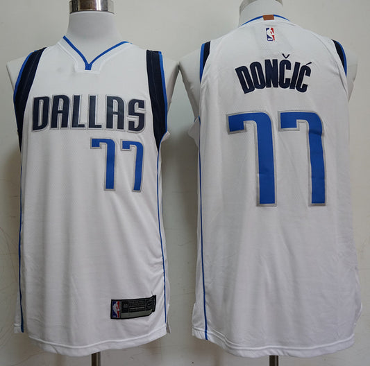 Men's Dallas Mavericks Luka Doncic #77 NBA White Replica Jersey