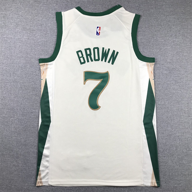 Men's Boston Celtics Jaylen Brown #7 White 2023/24 Swingman Jersey - City Edition