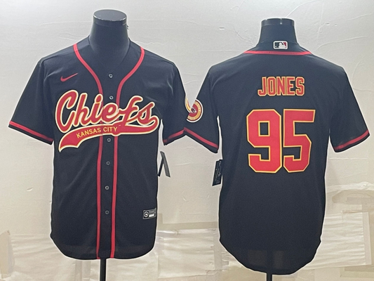 Men's Kansas City Chiefs Chris Jones #95 Black Game Jersey Joint Edition