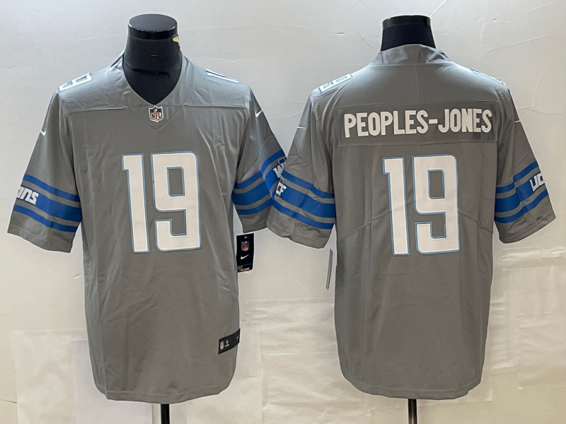 Men's Detroit Lions Donovan Peoples-Jones #19 Gray Game Jersey