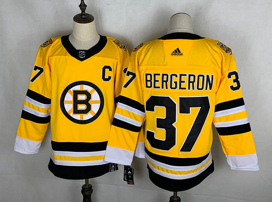 Men's Boston Bruins Patrice Bergeron #37 Yellow Player Game Jersey