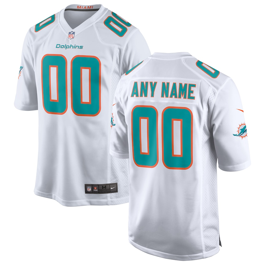 Custom Miami Dolphins White Game Jersey