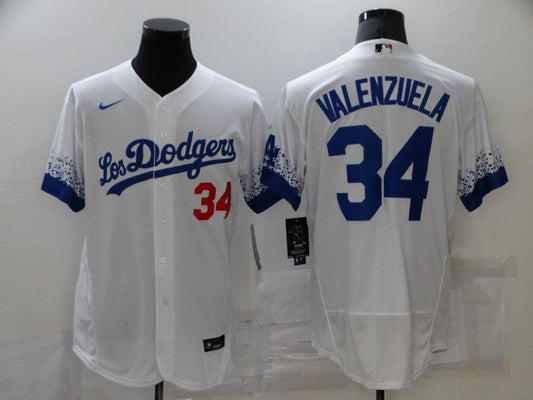 Men's Los Angeles Dodgers Fernando Valenzuela #34 White Game Player Jersey