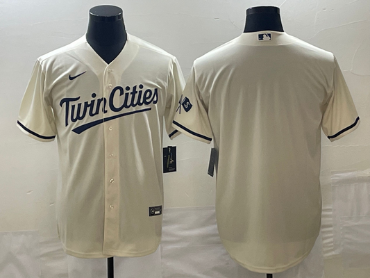 Men's Minnesota Twins Beige Alternate Replica Team Blank Jersey