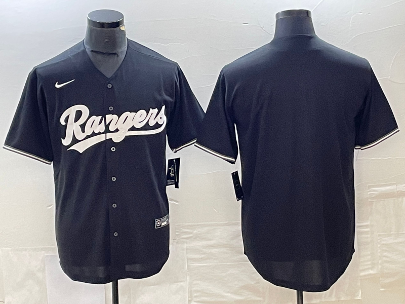 Men's Texas Rangers Black Blank Replica Player Jersey