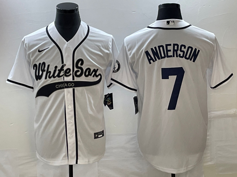 Men's Chicago White Sox Tim Anderson #7 White Replica Player Jersey Joint Edition