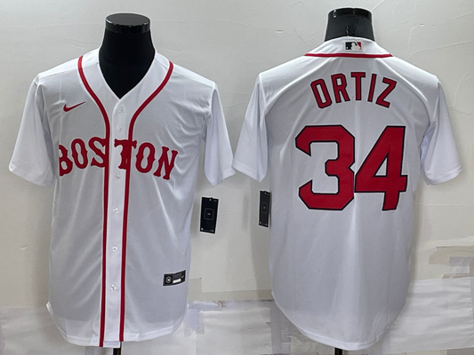 Men's Boston Red Sox David Ortiz #34 White Replica Player Jersey