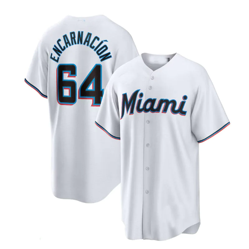 Men's Miami Marlins Jerar Encarnacion #64 White Home Replica Player Jersey