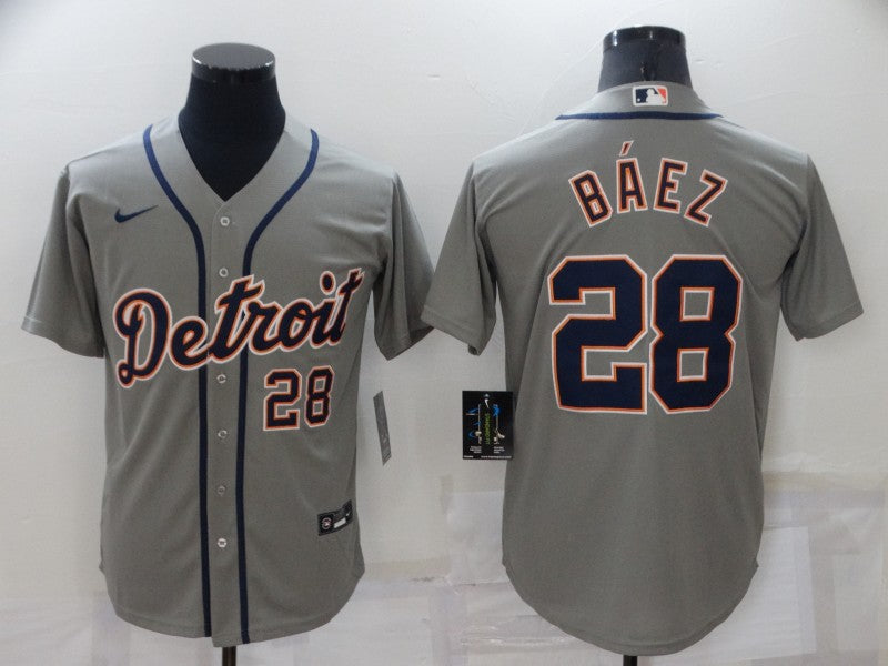 Men's Detroit Tigers Javier Baez #28 Gray Replica Baseball Jersey