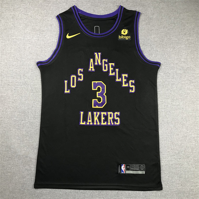 Men's Los Angeles Lakers Anthony Davis #3 Black 2023/24 Swingman Jersey - City Edition