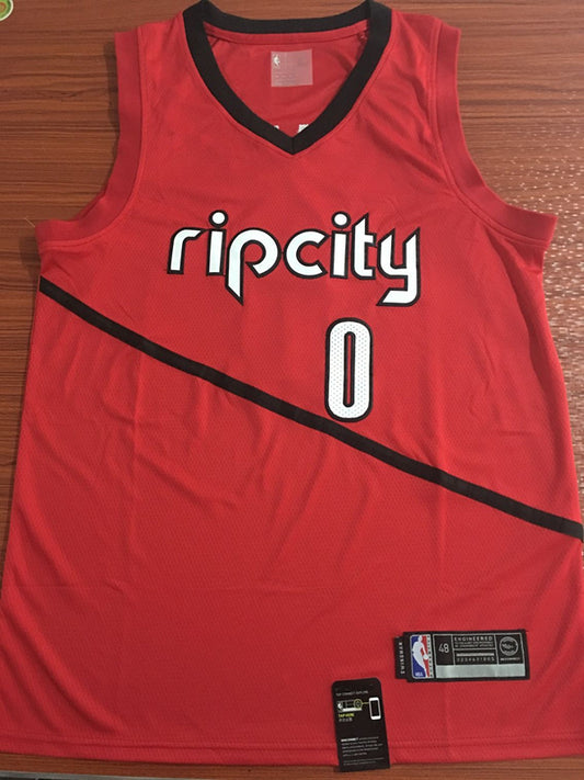 Men's Portland Trail Blazers Damian Lillard #0 NBA Red Swingman Jersey