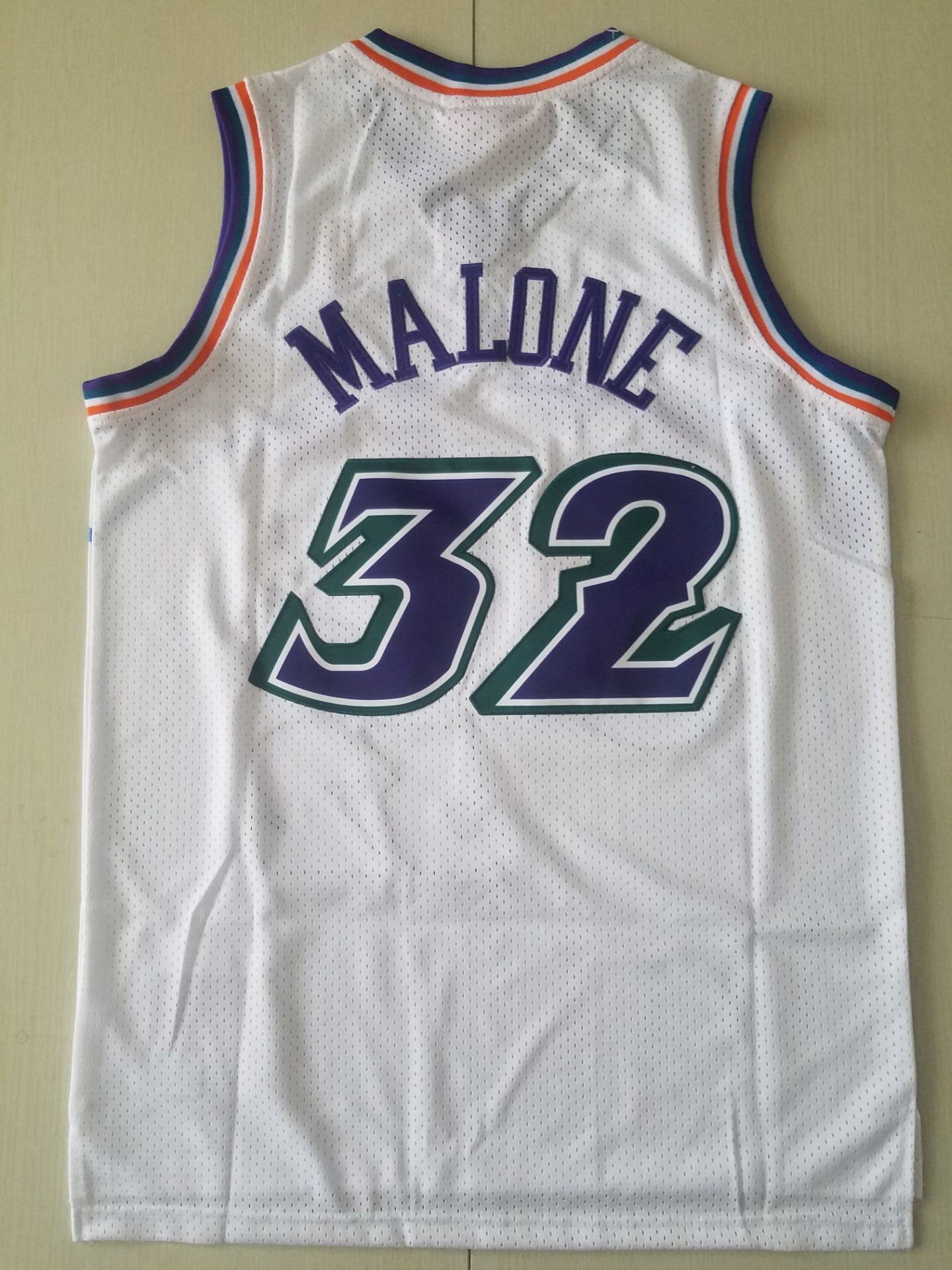 Men's Utah Jazz Karl Malone White 1996-97 Hardwood Classics Swingman Jersey