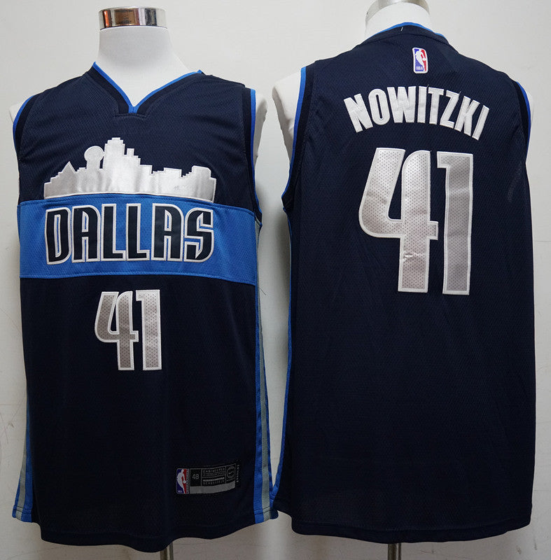 Men's Dallas Mavericks Dirk Nowitzki #41 NBA Replica Swingman Jersey -Retro Blue