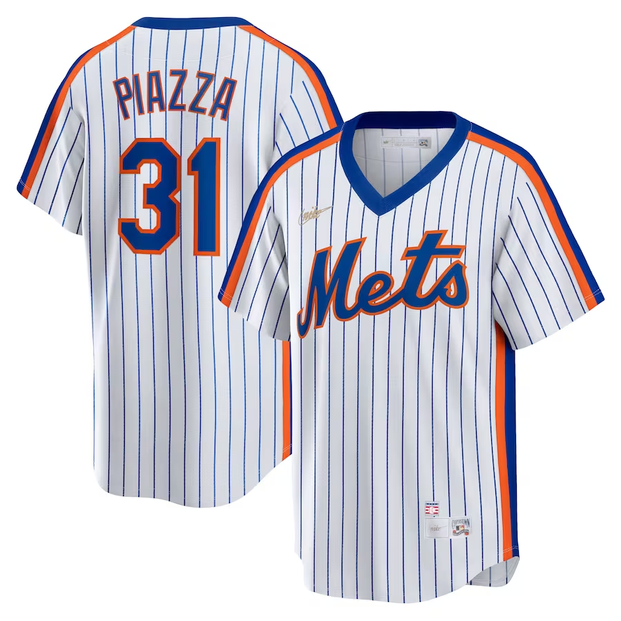 Men's New York Mets Mike Piazza #31 White Home Cooperstown Collection Player Jersey